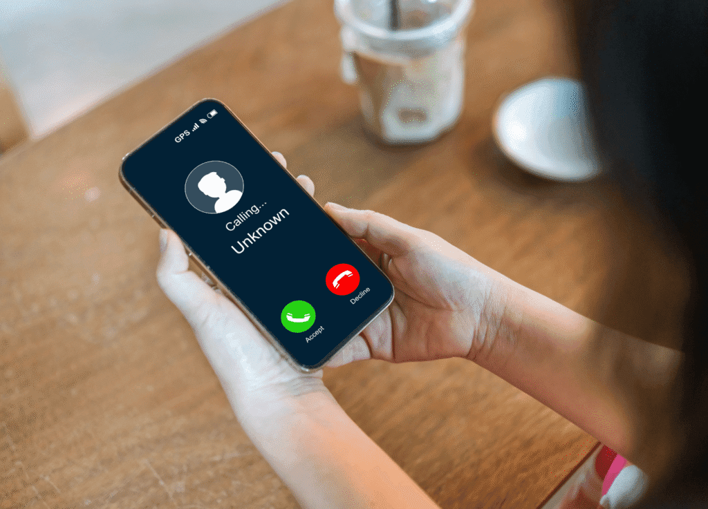 Spam call on a mobile phone
